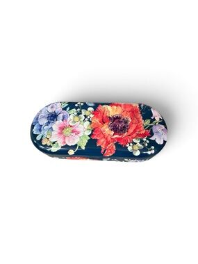 Brighton Floral Hard Shell Eyeglass Case - Navy with Multicolor Flowers